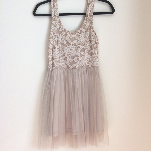 SOLD✨HP✨Tan Lace-Detailed Dress - Picture 2 of 4